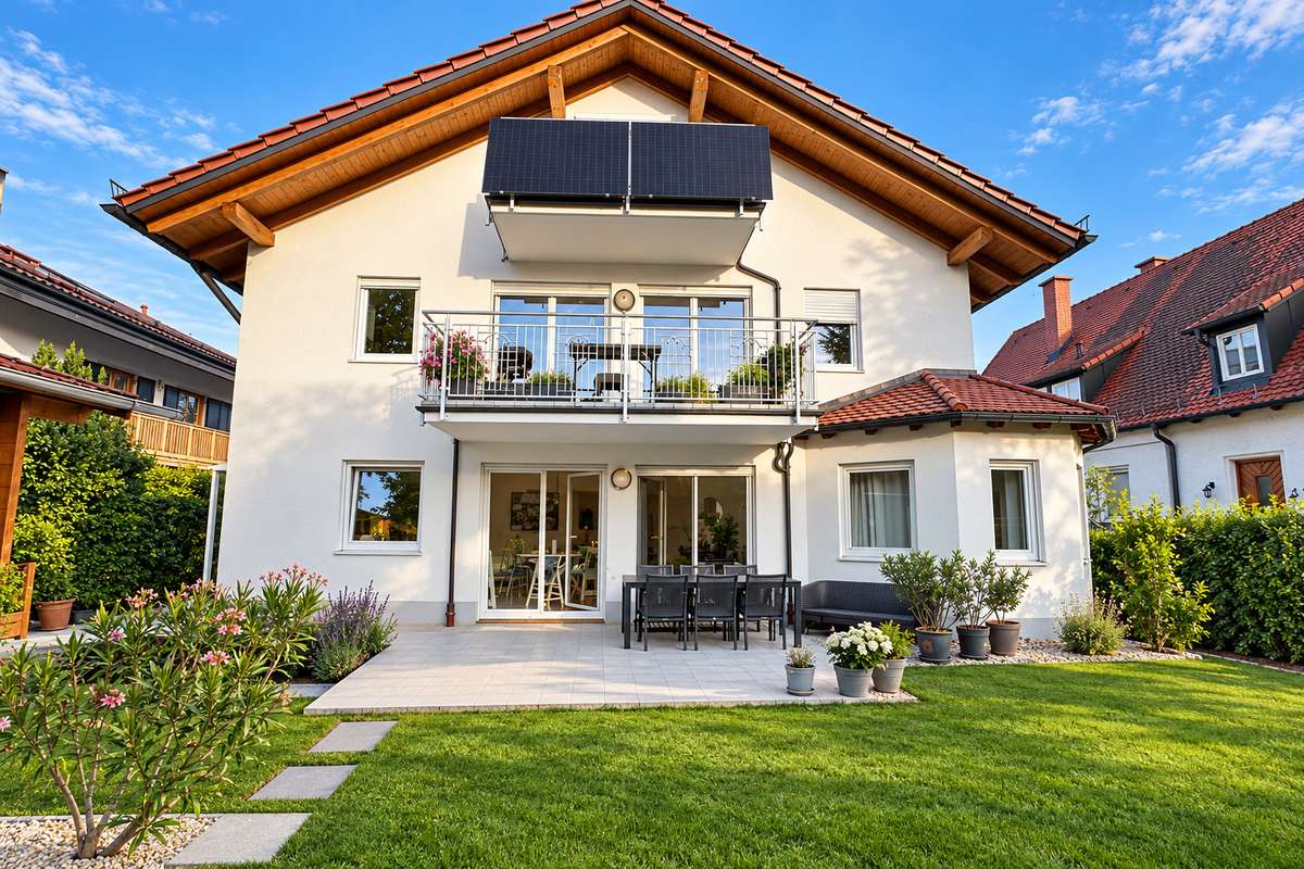 Hausansicht Exklusive 4-Zi.-Garten-Whg. in der Lerchenau – Moderne Ausstattung und viel Komfort