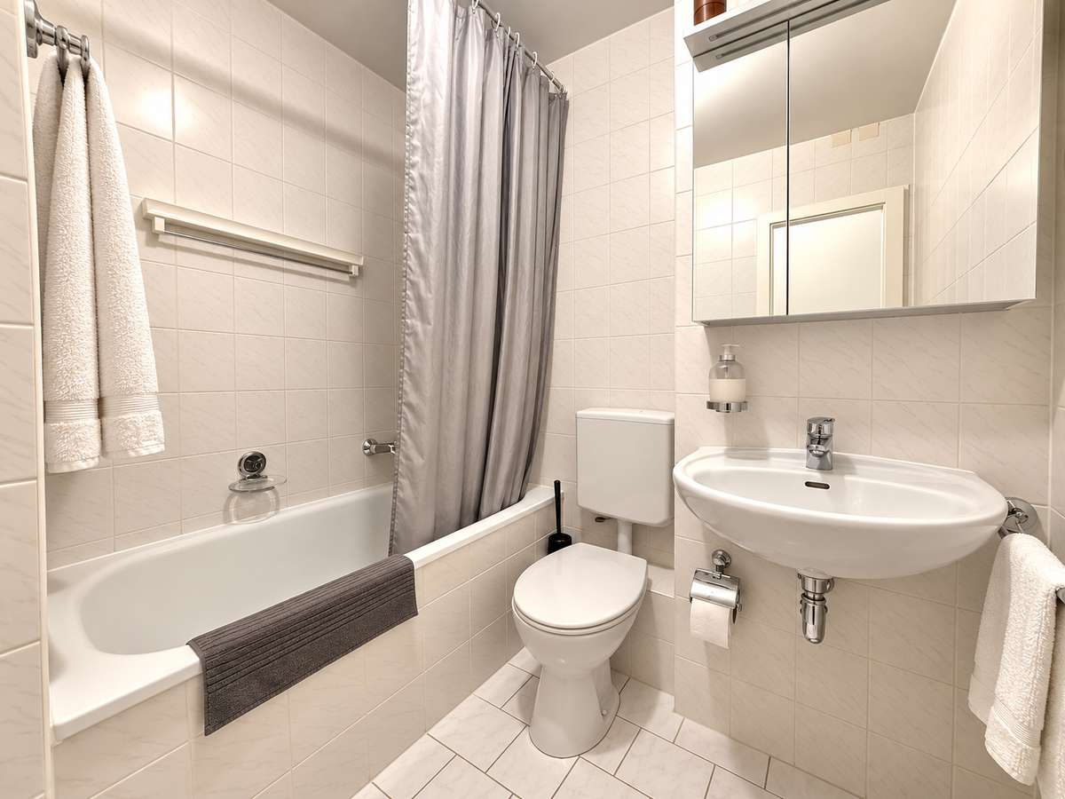 Badezimmer Wohnglück mit TRAUM-Alpenblick – Charmante 1-Zi.-Whg in Feldmoching